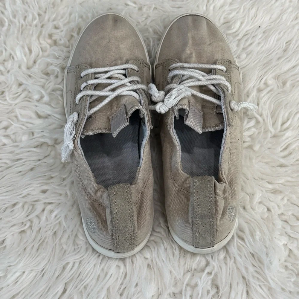 Timberland Tan and White Mid-Top Sneakers - Picture 3 of 8